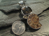 Smokey Quartz, Citrine, Fossil Ammonite, Sterling Silver Pendant