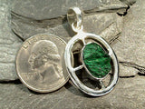 Fibrous Malachite, Sterling Silver Pendant