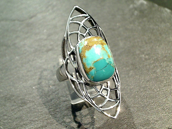 Size 10 Boulder Turquoise, Sterling Ring