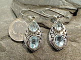 Blue Topaz, Sterling Silver Earrings