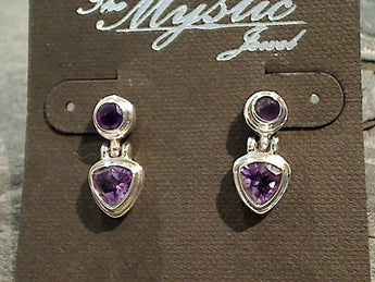 Amethyst, Sterling Silver Post Earrings