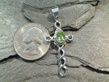 Peridot, Sterling Silver Cross Pendant