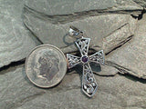 Amethyst, Sterling Silver Small Cross Pendant