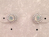 Ethiopian Opal, CZ, Sterling Silver Post Earrings