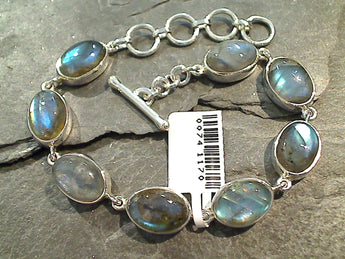 7" - 8.25" Labradorite, Sterling Silver Bracelet