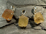 Rough Imperial Topaz, Sterling Silver Small Pendant