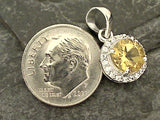 Citrine, CZ, Sterling Silver Small Pendant
