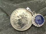 Tanzanite, CZ, Sterling Silver Small Pendant