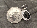 Black Onyx, CZ, Sterling Silver Small Pendant