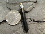 Black Onyx Crystal Point, Sterling Silver Pendant