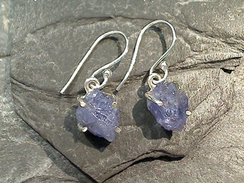 Rough Tanzanite, Sterling Silver Small Earrings