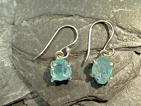 Rough Apatite, Sterling Silver Small Earrings