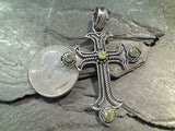 Peridot, Sterling Silver Large Cross Pendant