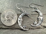 Sterling Silver Moon And Star Earrings
