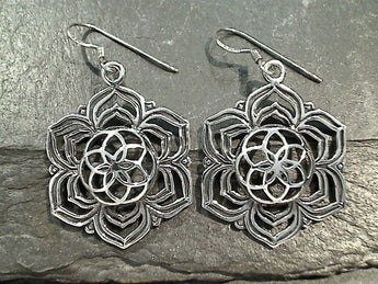 Sterling Silver Large Lotus Earrings
