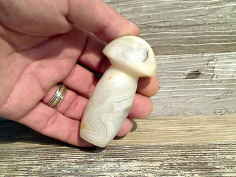 Agate 3" x 1.5" Carved Gemstone Mushroom