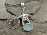 Sea Glass, Sterling Silver Starfish Pendant