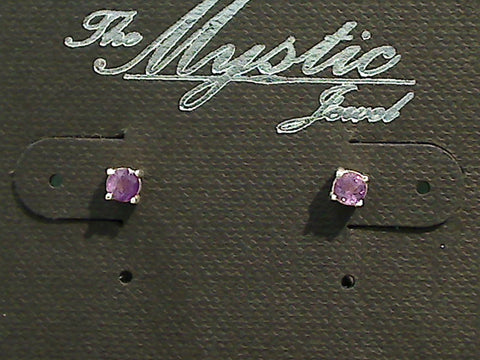 Amethyst, Sterling Silver 3mm Tiny Stud Earrings