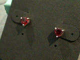 Garnet, Sterling 5x5mm Heart Shape Stud Earrings