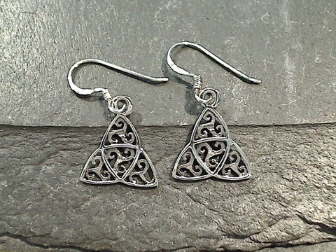 Sterling Silver Celtic Trinity Knot And Triskele Small Earrings