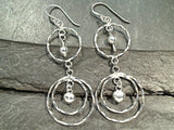 Sterling Silver Long Circles Earrings With Heart