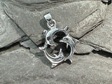 Sterling Silver Three Dolphins In Circle Small Pendant