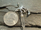 Quartz Crystal Point, Sterling Silver Dolphin Pendant