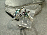 Size 9.5 Abalone, Sterling Silver Double Starfish Ring
