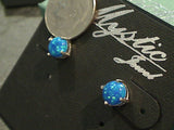 Lab Created Opal, Sterling Silver 6MM Stud Earrings