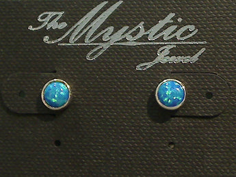 Lab Created Opal, Sterling Silver 5MM Stud Earrings