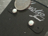 Lab Created Opal, Sterling Silver Small 4MM Stud Earrings