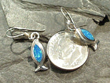 Lab Created Opal, Sterling Christian Fish Earrings