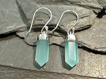 Chalcedony Crystal Point, Sterling Silver Earrings