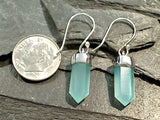 Chalcedony Crystal Point, Sterling Silver Earrings