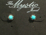 Turquoise, Sterling Silver 5mm Stud Earrings