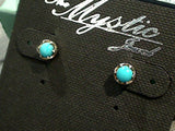 Turquoise, Sterling Silver 5mm Stud Earrings