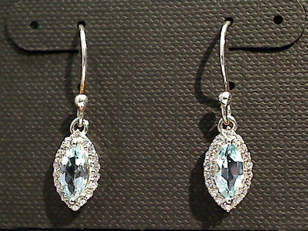 Blue Topaz, CZ, Sterling Silver Earrings