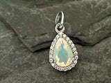 Ethiopian Opal, CZ, Sterling Silver Small Pendant