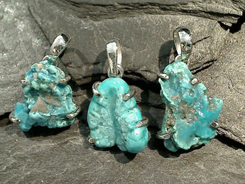 Rough Turquoise, Sterling Silver Small Pendant