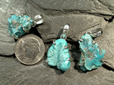 Rough Turquoise, Sterling Silver Small Pendant