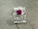 Size 6.25 Ruby, CZ, Sterling Silver Ring