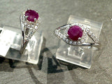 Size 10.25 Ruby, CZ, Sterling Silver Ring