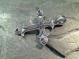 Amethyst, Sterling Silver Large Cross Pendant