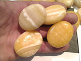 Pillow Palm Stone - Yellow Calcite 1.75" x 1.25"