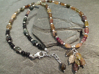 16.5" - 17.5" Tourmaline, Sterling Silver Necklace