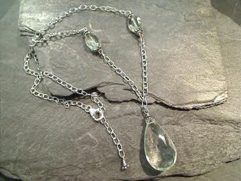 Adj. to 18.5" Green Amethyst, Sterling Silver Necklace