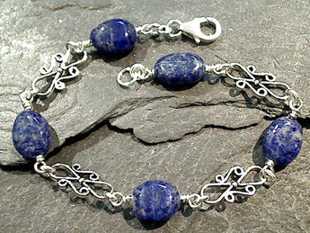 7.25" Lapis Lazuli, Sterling Silver Bracelet