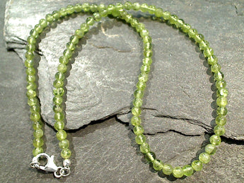 16" Peridot 4MM Necklace, Sterling Silver Clasp