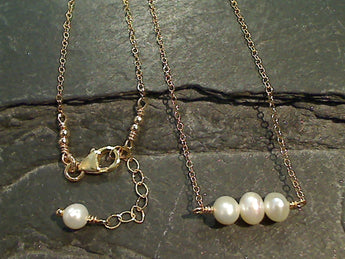 14" - 15" Pearl, Gold Filled Necklace