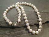 17" Hand Knotted 8MM Pearl, Sterling Necklace